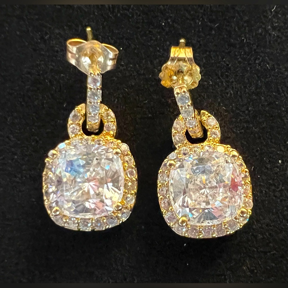 Gorgeous Delicate Gold and Diamond Bridal Earrings (Faux)
